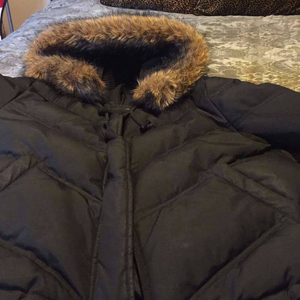 Fur hooded DKNY coat